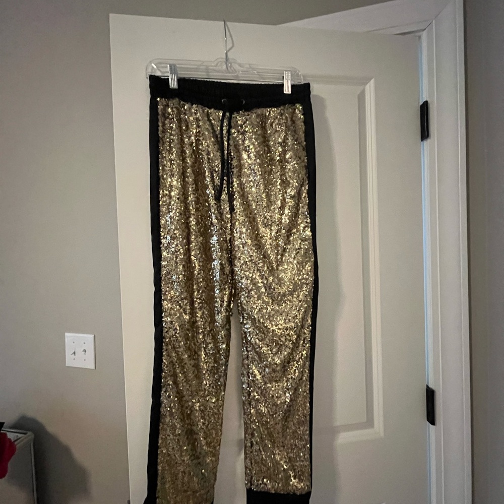 DO+BE Black and Gold Sequin Pants